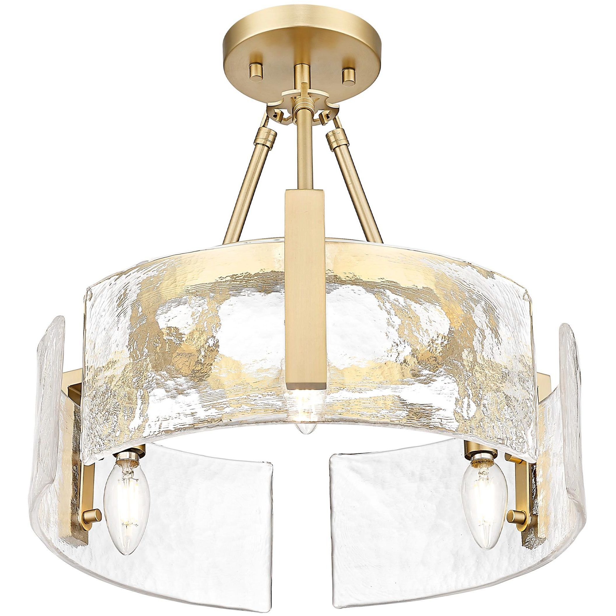 Aenon 3 Light 16.5 inch Brushed Champagne Brass Semi-Flush Mount Ceiling Light