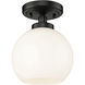 Galveston 1 Light 7.25 inch Matte Black Flush Mount Ceiling Light in Vintage Milk Glass