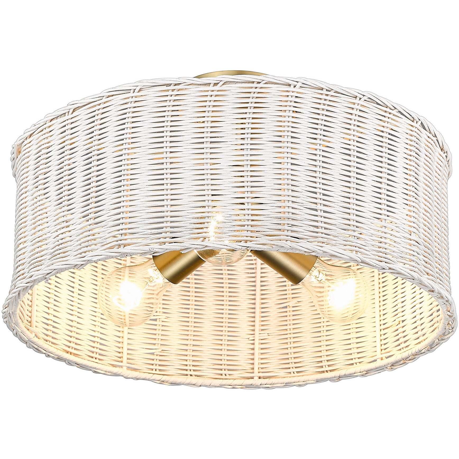 Erma 3 Light 16.38 inch Brushed Champagne Brass Semi-Flush Mount Ceiling Light
