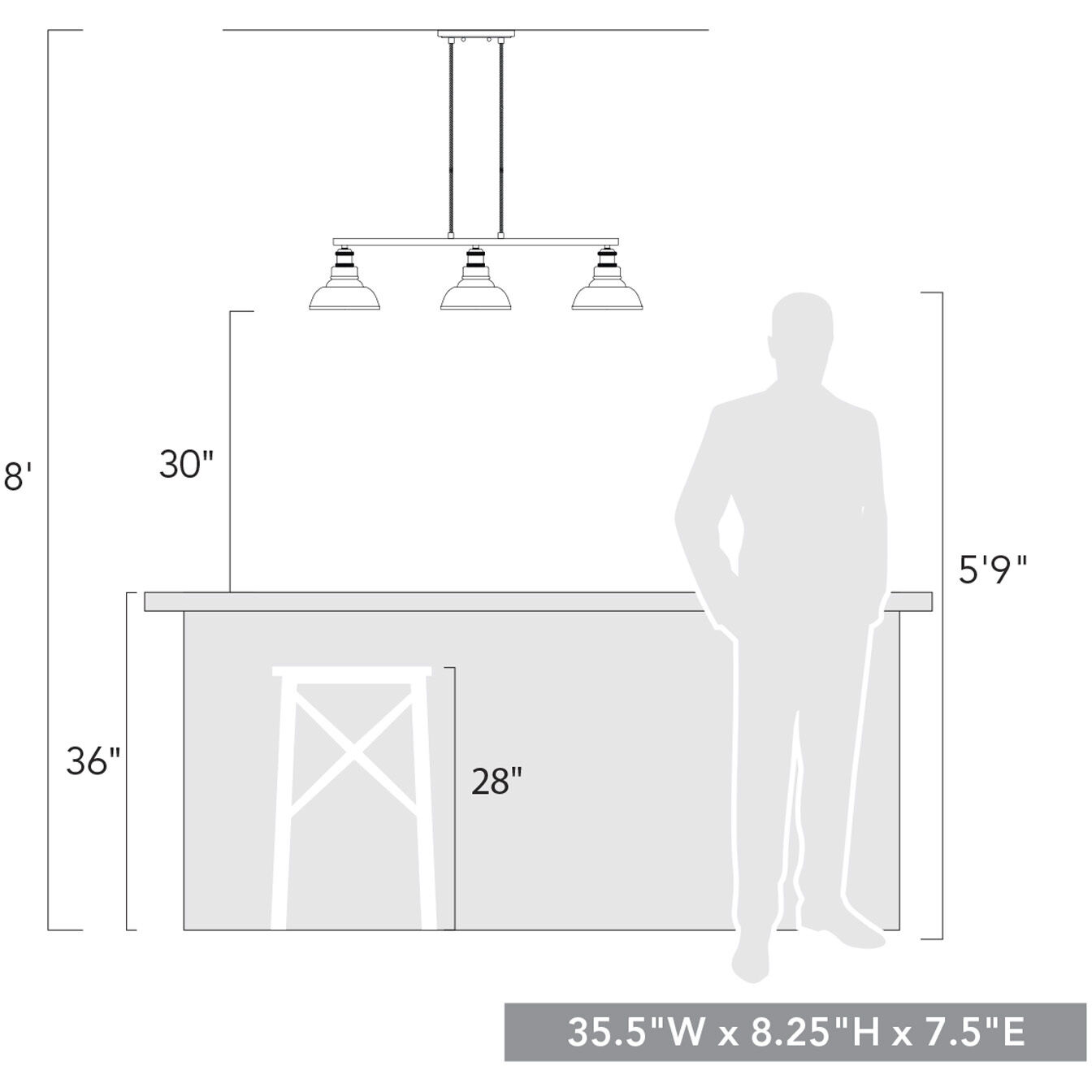 Yep Carver Island Light Ceiling Light in Chrome, Clear Glass