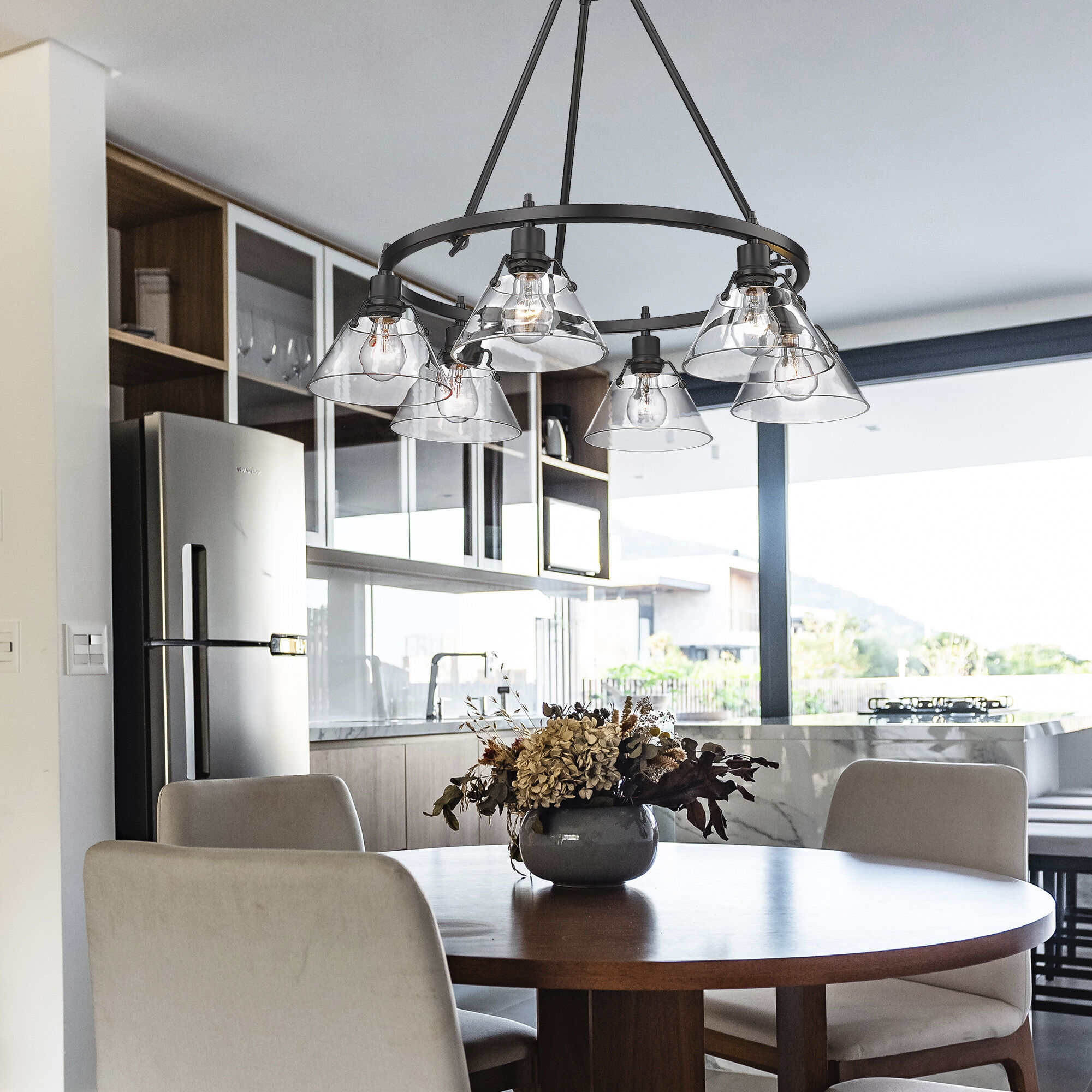 Yep Orwell 29 inch 60.00 watt Matte Black Chandelier Ceiling Light in Clear Glass