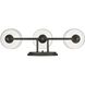 Keating 3 Light 23.88 inch Antique Black Iron Vanity Light Wall Light