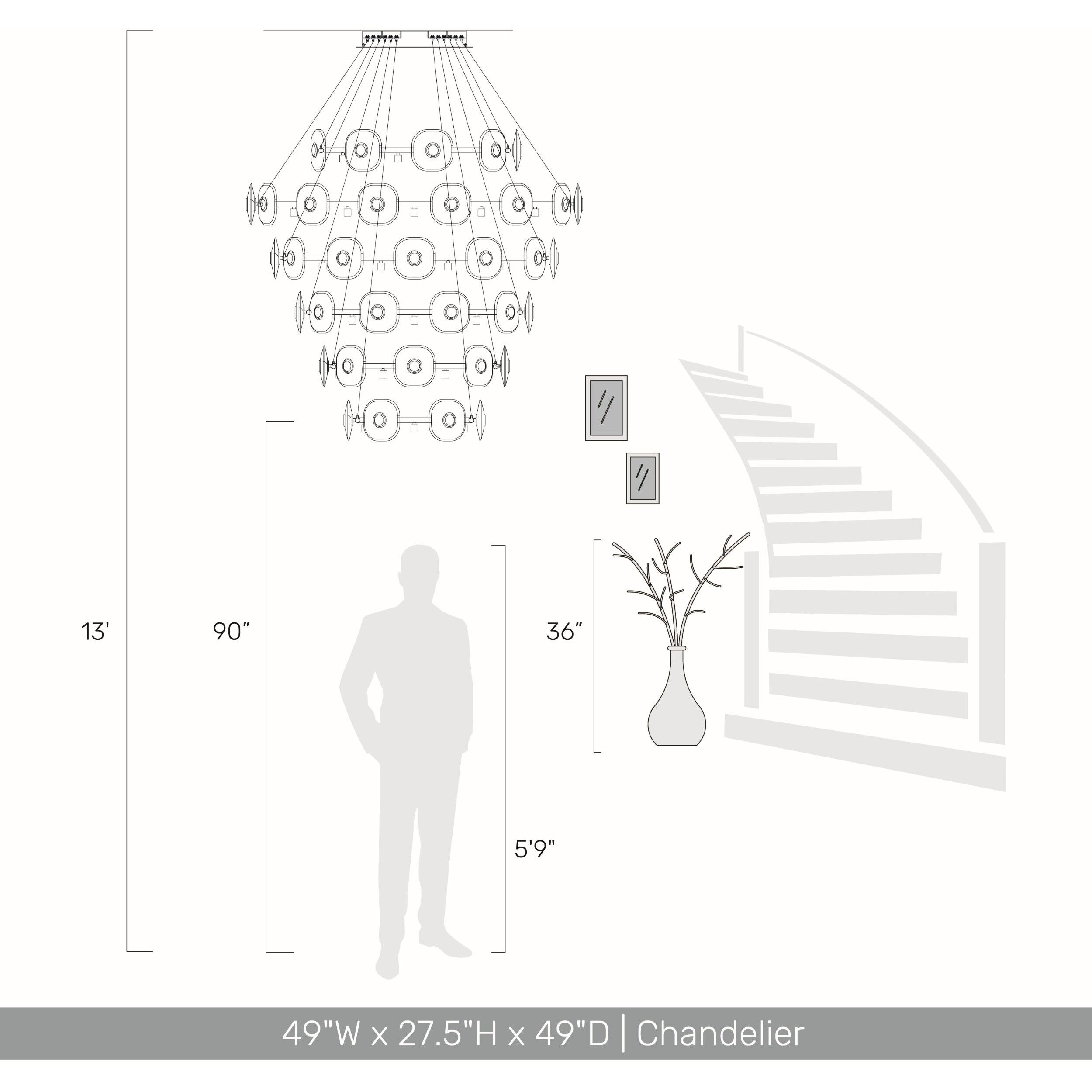 Ziva Celestia 57 inch 4.00 watt Chrome Chandelier Ceiling Light, 6 Tier