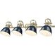 Duncan 4 Light 33.5 inch Aged Brass Bath Vanity Light Wall Light in Matte Navy