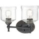 Keating 2 Light 15 inch Antique Black Iron Vanity Light Wall Light