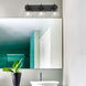 Hines 3 Light 25 inch Matte Black Bath Vanity Wall Light in Seeded Glass