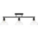 Yep Carver 3 Light 35.5 inch Matte Black Semi-Flush Mount Ceiling Light in Clear Glass