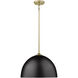 Zoey 1 Light 16 inch Olympic Gold Pendant Ceiling Light in Matte Black, Large