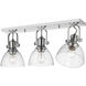 Yep Hines 3 Light 23.13 inch Chrome Semi-Flush Mount Ceiling Light in Seeded Glass, Damp