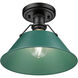Orwell 1 Light 10 inch Matte Black Flush Mount Ceiling Light in Pine Green