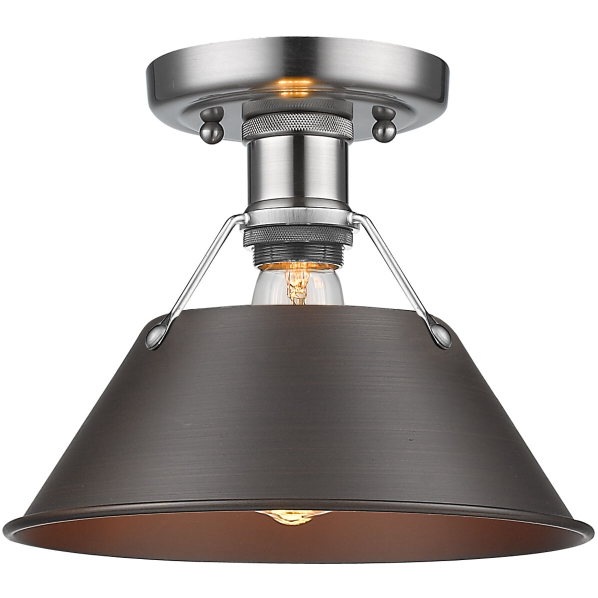 Yep Orwell 1 Light 10 inch Pewter Flush Mount Ceiling Light in Rubbed Bronze, Damp