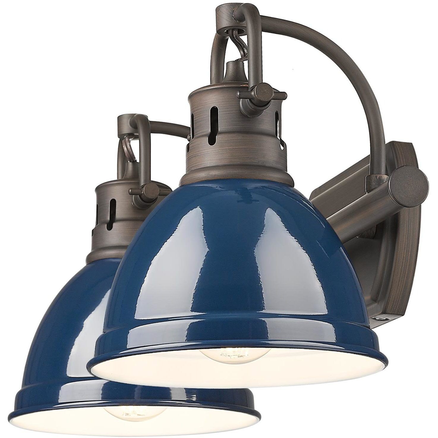 Yep Duncan Vanity Wall Light in Rubbed Bronze, Navy