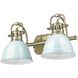 Yep Duncan Vanity Wall Light in Aged Brass, Seafoam