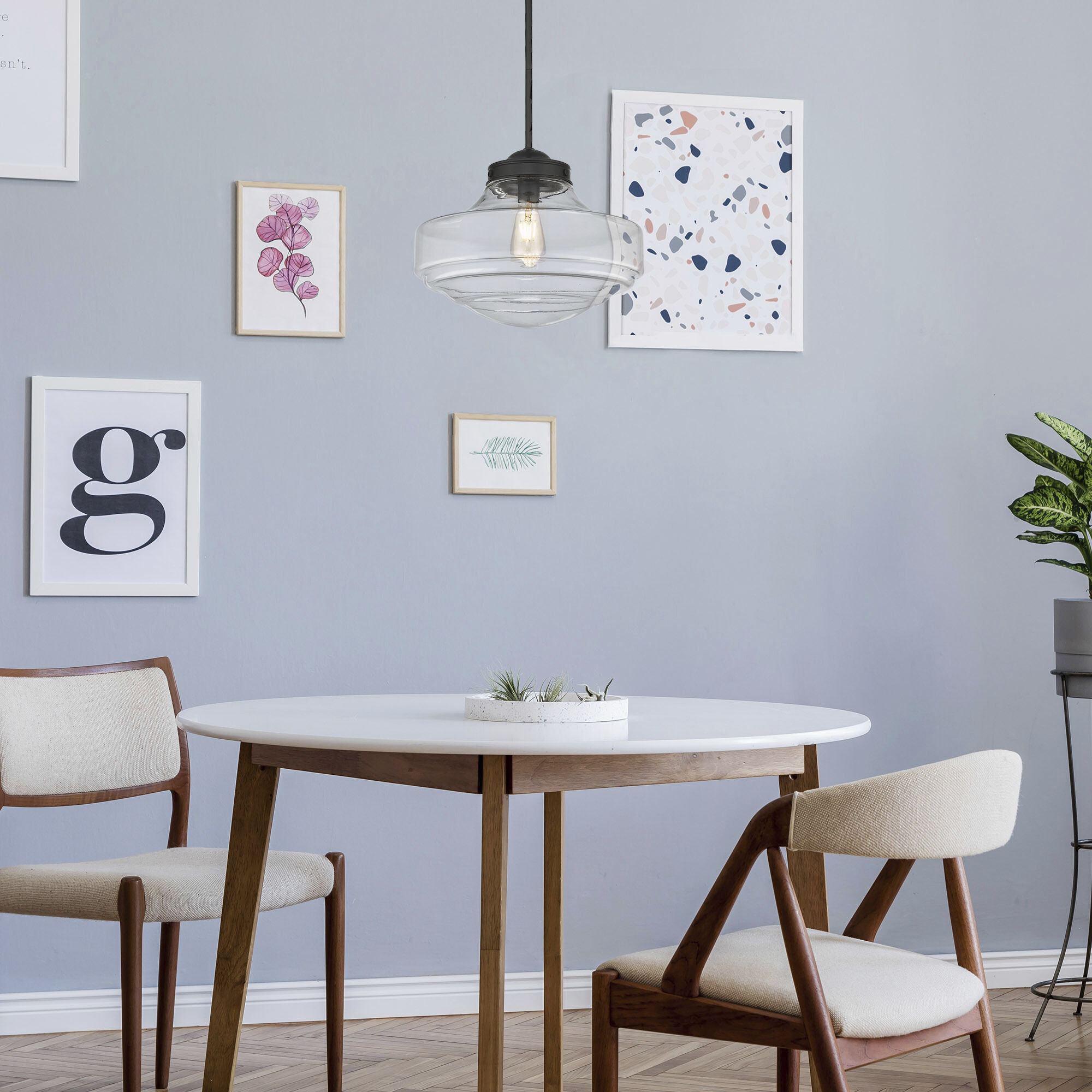 Ingalls Pendant Ceiling Light in Matte Black, Clear Glass, Large