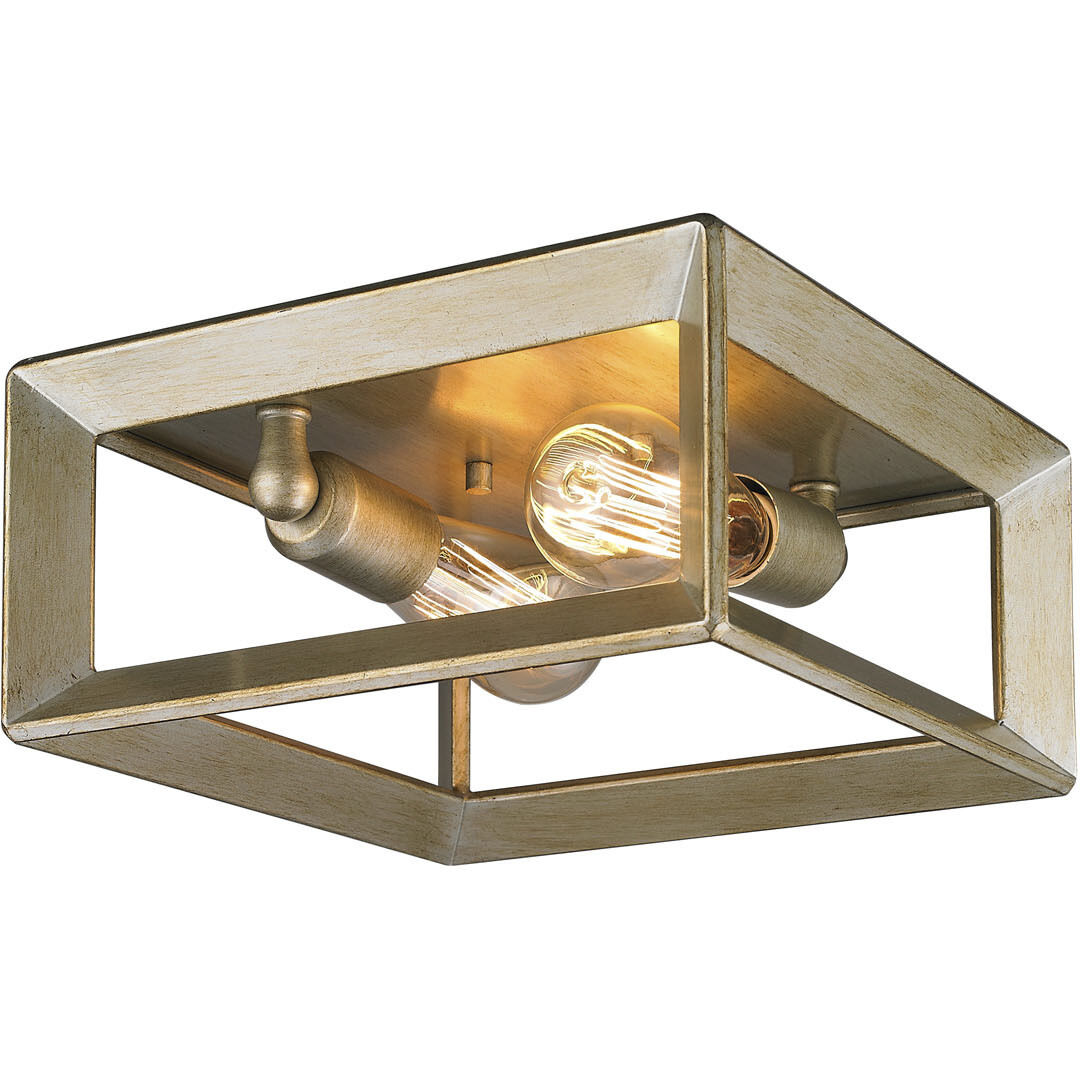 Smyth 2 Light 11.5 inch White Gold Flush Mount Ceiling Light, Damp