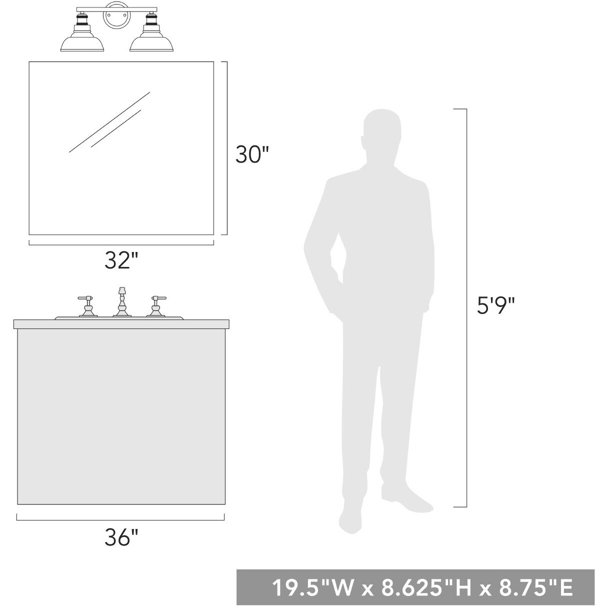 Yep Carver Vanity Wall Light in Matte Black, Vintage Milk Glass