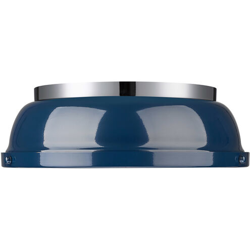 Duncan 2 Light 14 inch Chrome Flush Mount Ceiling Light in Matte Navy