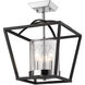 Mercer 3 Light 11.75 inch Matte Black/Chrome Semi-Flush Mount Ceiling Light, Convertible