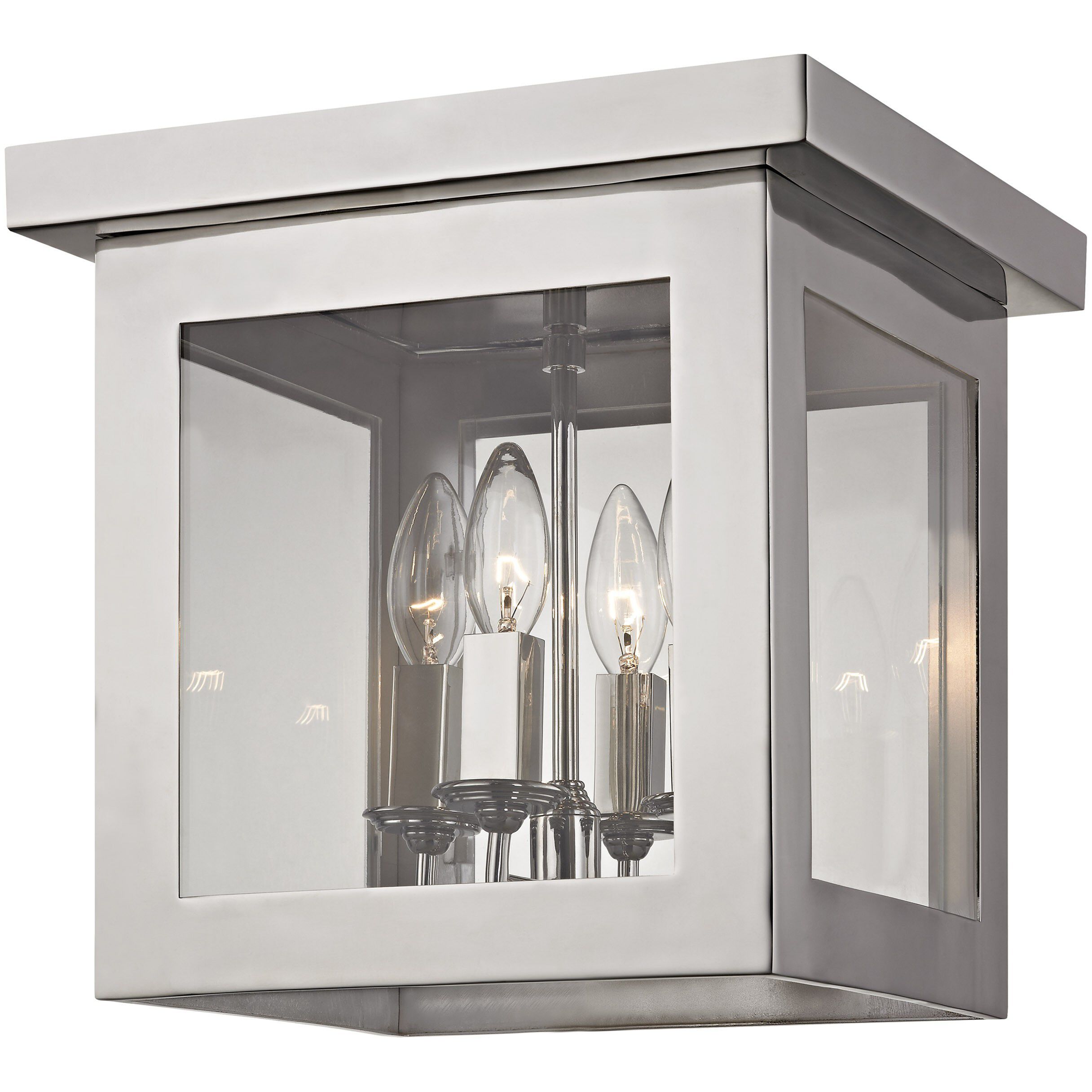 Hurley 4 Light 11.75 inch Polished Nickel Flush Ceiling Light