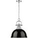 Yep Duncan 1 Light 14 inch Chrome Pendant Ceiling Light in Black, Large