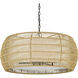 Everly 27.13 inch 60.00 watt Matte Black Chandelier Ceiling Light in Natural Rattan