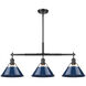 Orwell 3 Light 35.75 inch Matte Black Kitchen Island Light Ceiling Light in Navy