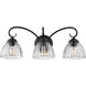 Audra 3 Light 25.5 inch Matte Black Vanity Light Wall Light