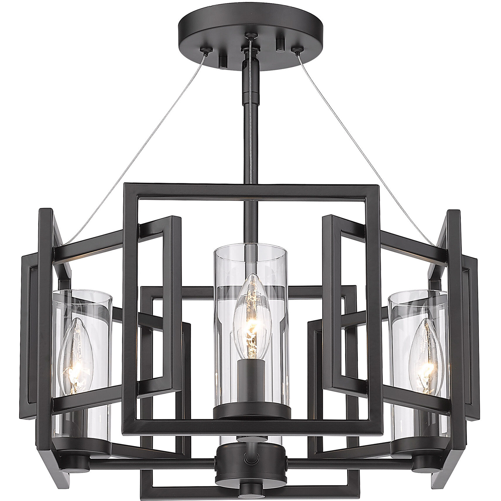 Marco 4 Light 16 inch Matte Black Semi-Flush Mount Ceiling Light