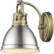 Yep Duncan Vanity Wall Light in Aged Brass, Pewter