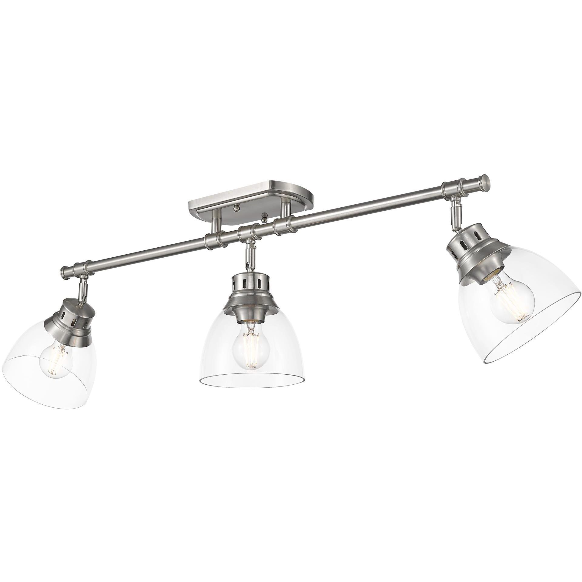 Yep Duncan 3 Light 35.38 inch Pewter Semi-Flush Mount Ceiling Light in Clear Glass