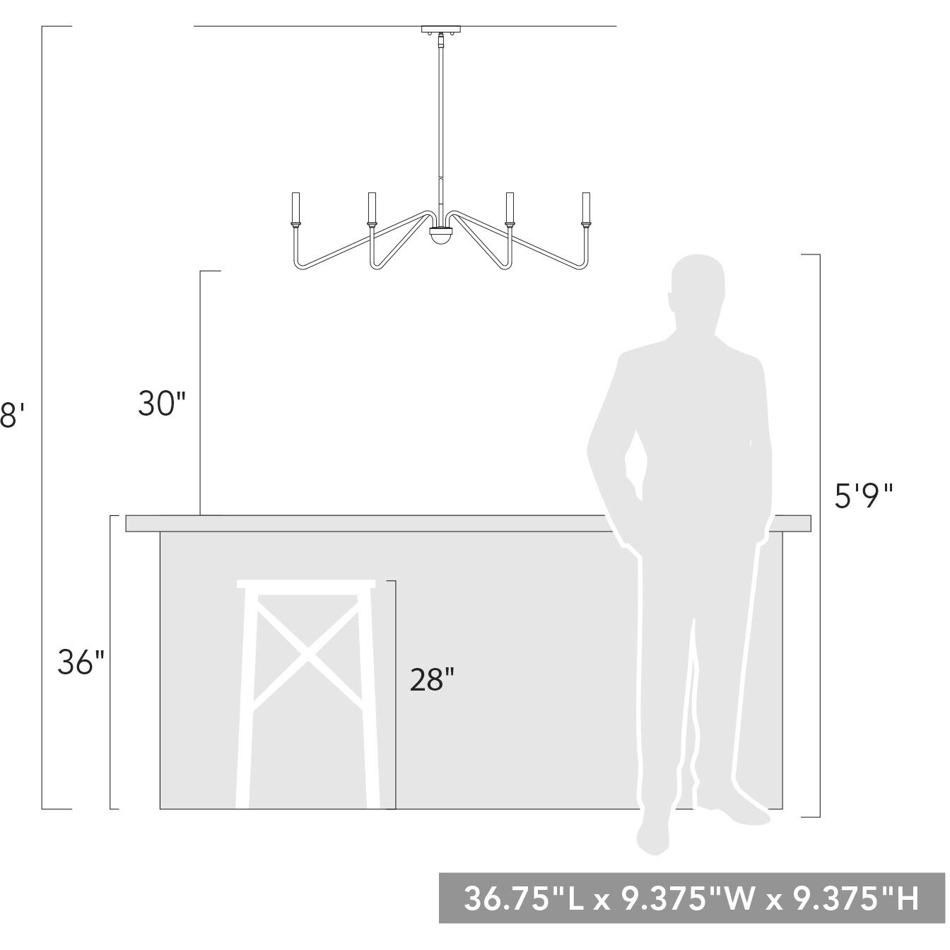 Yep Kennedy Island Light Ceiling Light in No Shade, Brushed Champagne Brass