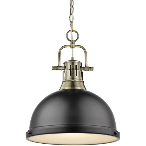 Duncan 1 Light 14 inch Aged Brass Pendant Ceiling Light in Matte Black, Large