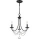 Mirabella 3 Light 18 inch Matte Black Chandelier Ceiling Light in No Shade, Mini
