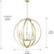 Colson 31.25 inch 60.00 watt Olympic Gold Chandelier Ceiling Light in No Shade, Large
