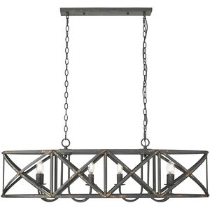 Alcott Linear Pendant Ceiling Light in Antique Black Iron