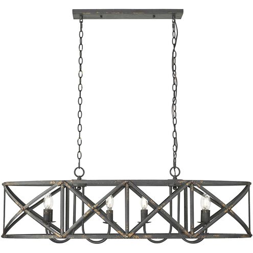 Alcott Linear Pendant Ceiling Light in Antique Black Iron
