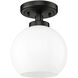 Galveston 1 Light 7.25 inch Matte Black Flush Mount Ceiling Light in Vintage Milk Glass