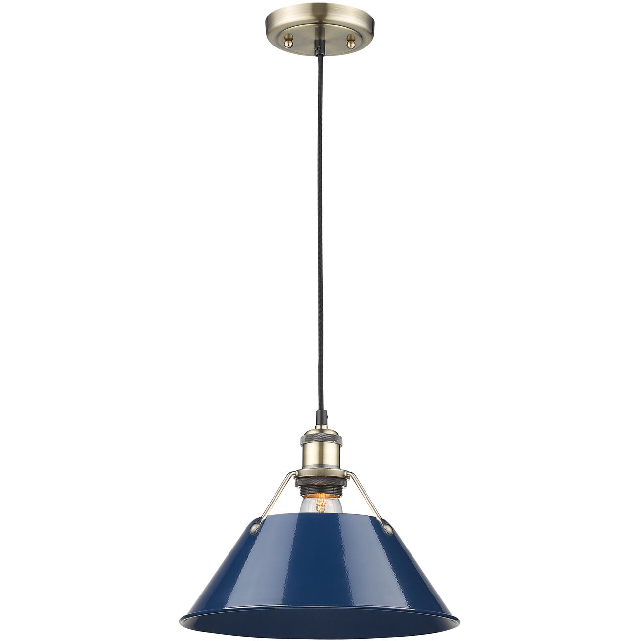 Yep Orwell Pendant Ceiling Light in Aged Brass, Navy, Damp