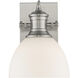 Yep Hines Vanity Wall Light in Pewter, Opal Glass