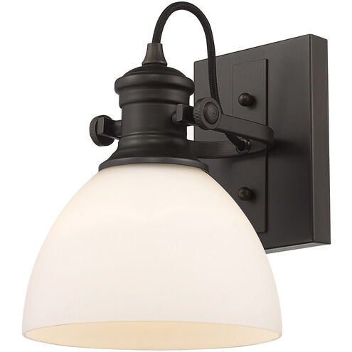 Hines 1 Light 8 inch Rubbed Bronze Bath Vanity Wall Light in Opal Glass