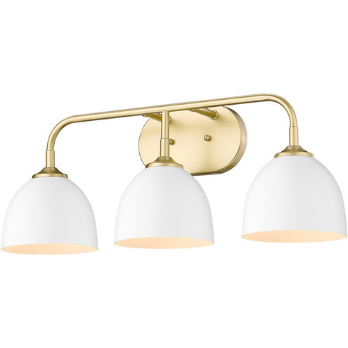 Zoey 3 Light 25 inch Olympic Gold Bath Vanity Wall Light in Matte White