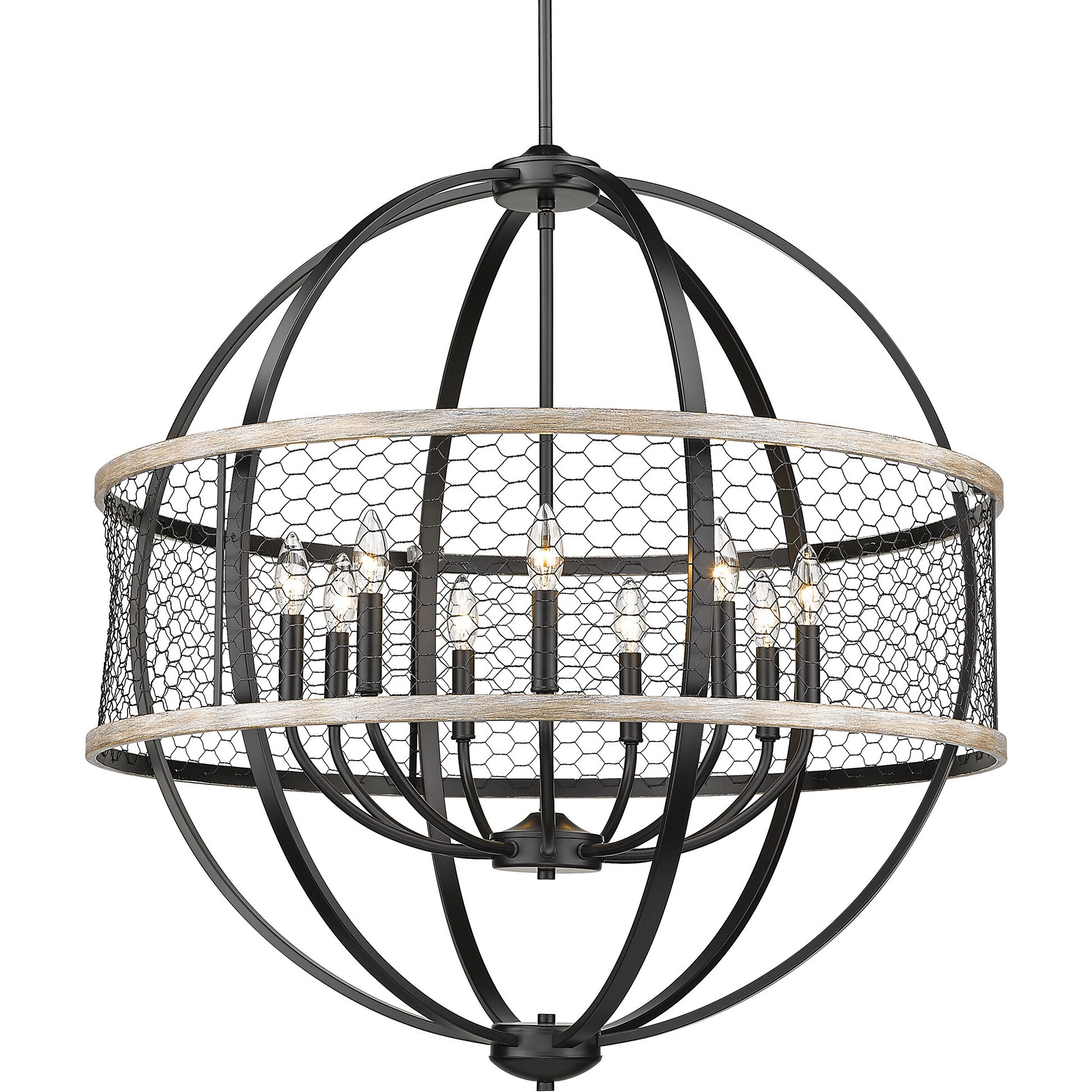 Roost 32.63 inch 60.00 watt Matte Black Chandelier Ceiling Light, Large