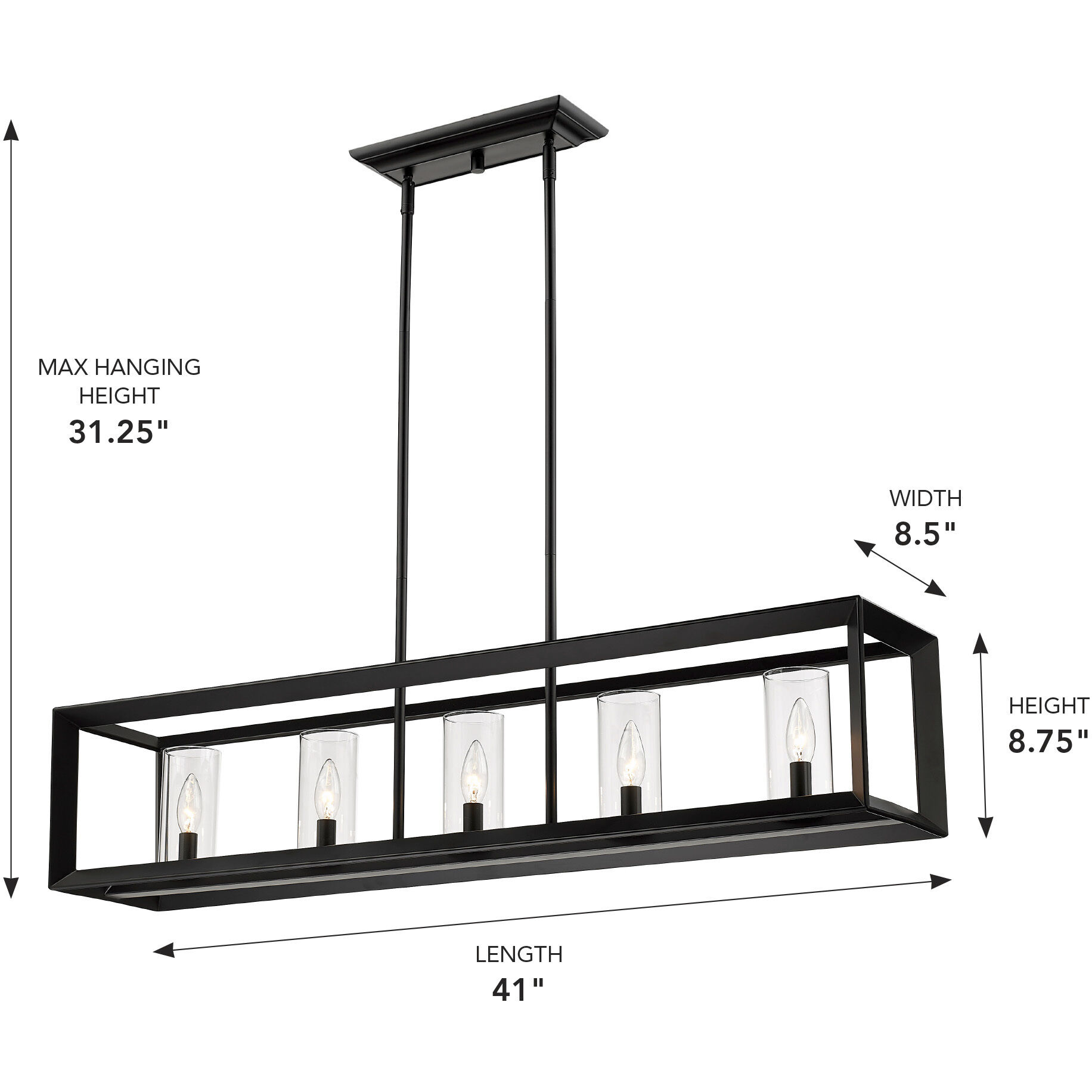 Smyth Island Light Ceiling Light in Matte Black, Clear Glass