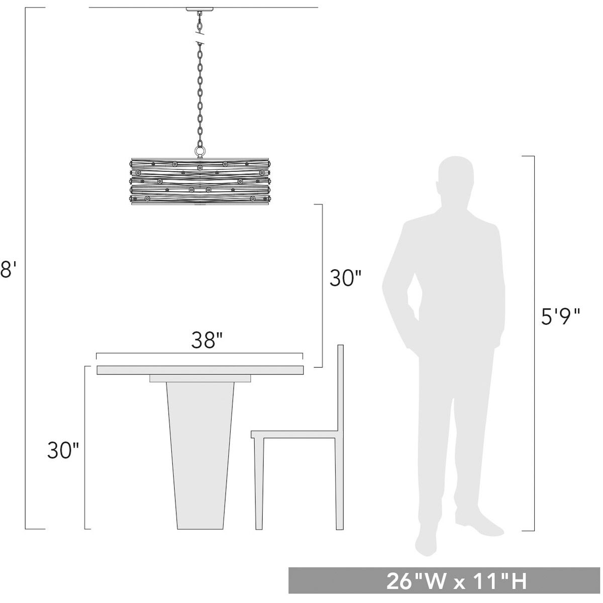 Bijoux 5 Light 26 inch Brushed Etruscan Bronze Chandelier Ceiling Light