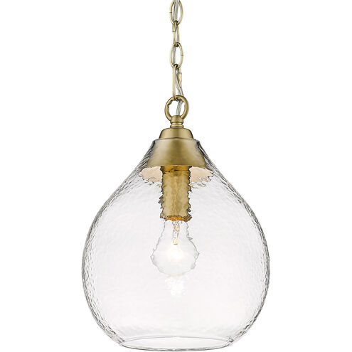 Ariella 1 Light 10 inch Brushed Champagne Bronze Mini Pendant Ceiling Light in Clear Hammered, Small