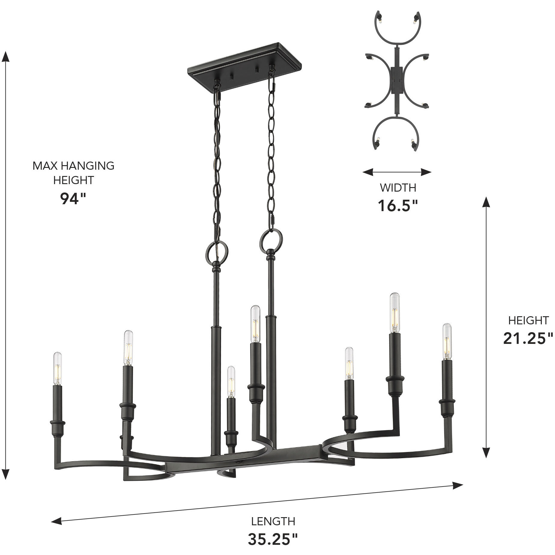 Ellyn Island Light Ceiling Light in Matte Black