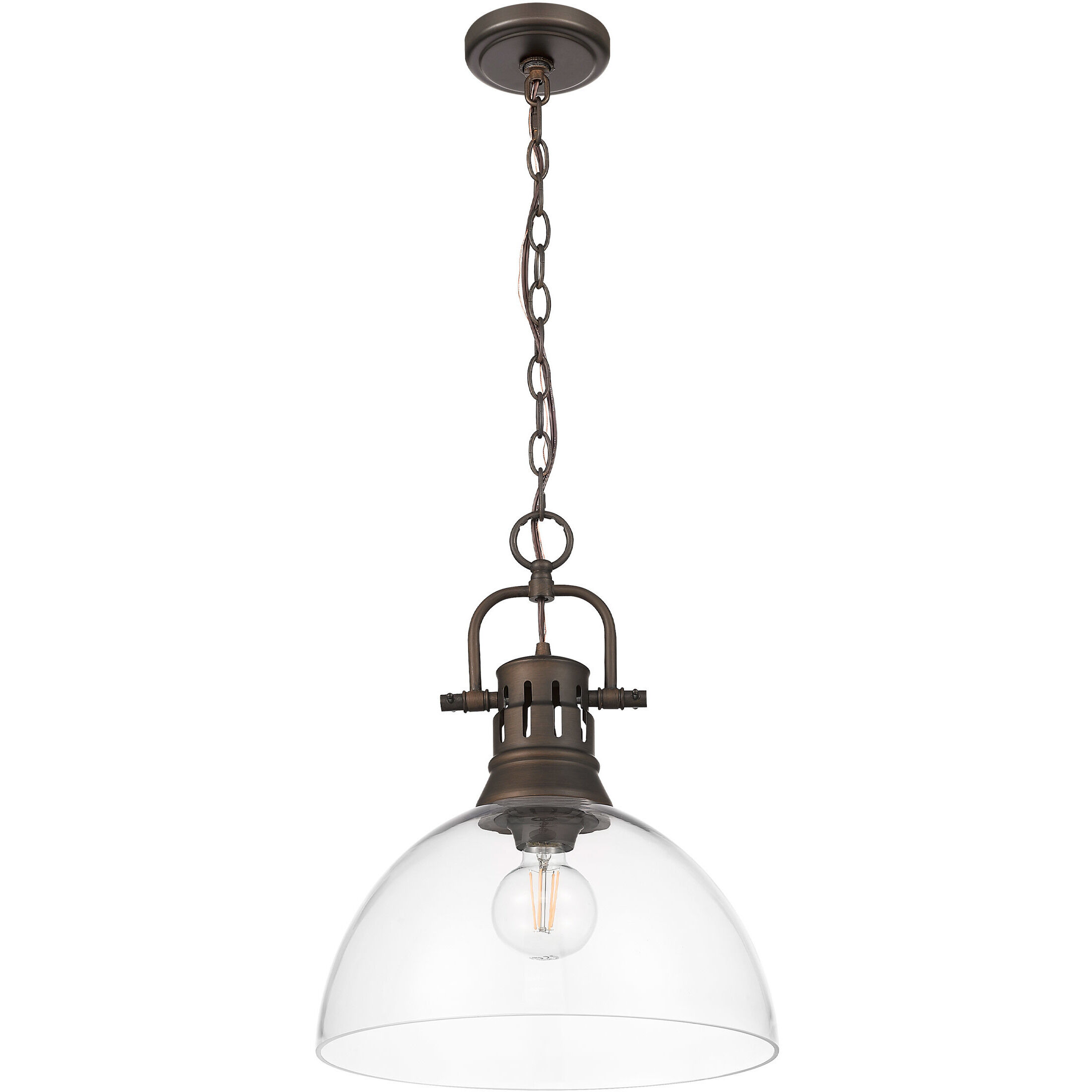 Yep Duncan 1 Light 14 inch Rubbed Bronze Pendant Ceiling Light in Clear Glass