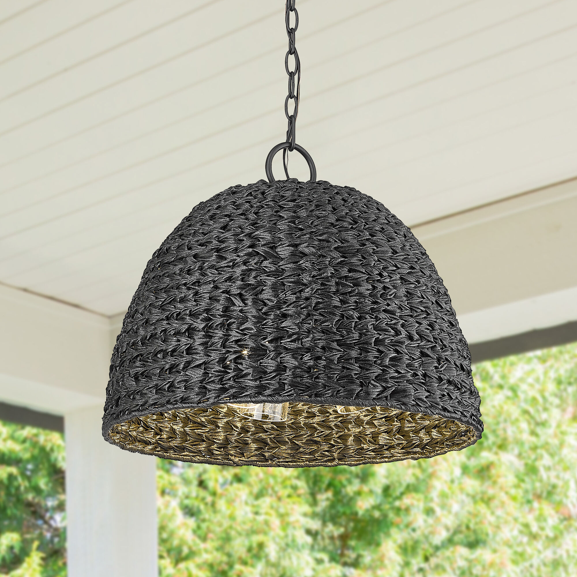 Rue 3 Light 21 inch Natural Black Outdoor Pendant