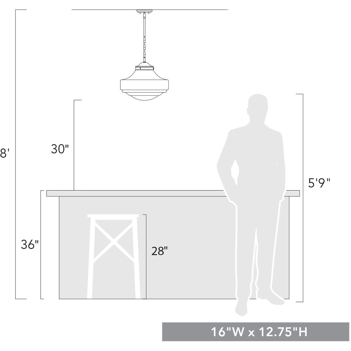 Ingalls 1 Light 16 inch Modern Brass Pendant Ceiling Light in Vintage Milk Glass, Large