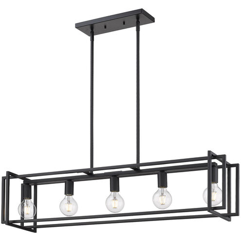 Tribeca 5 Light 41 inch Matte Black Linear Pendant Ceiling Light